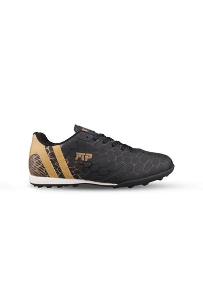 M.P. Men's Lace-Up Black-Gold Astroturf Football Shoes