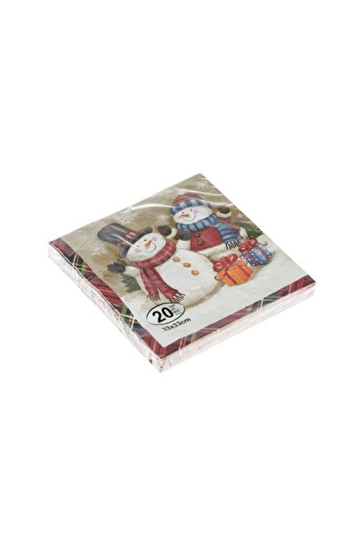 lidl منديل طاولة عيد الميلاد مكون من طبقتين - نمط منقوش، ثلج مع رجل و 33 × 33...