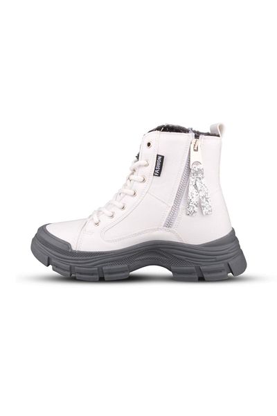 M.P. Women's Lace-Up White Casual Boots