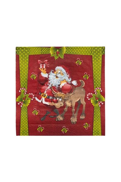 lidl Santa Claus Deer Patterned Table Napkin 33X33Cm - 50 Pieces