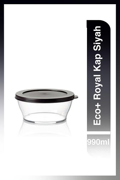 Tupperware Eco Royal 990ml Food Transport and StoraGe ConTainer - Transparent Body, Black