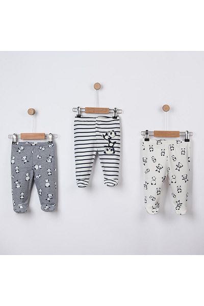Lolons Panda Printed Striped Baby Boy Triple Booties Bottom