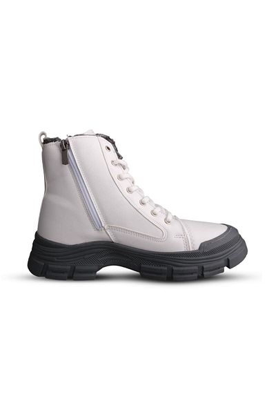 M.P. Women's Lace-Up White Casual Boots