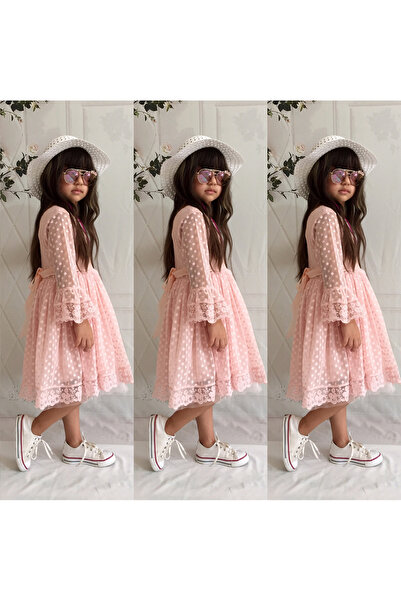 Mixie Φόρεμα γενεθλίων ειδικών περιστάσεων για κορίτσια με δαντέλα Salmon