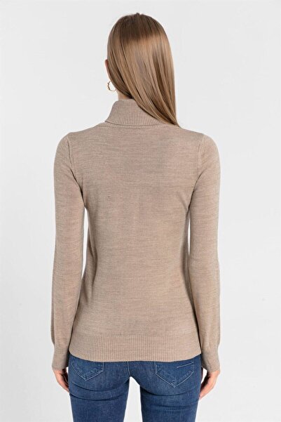 Miss Poem Women's Turtleneck Turtleneck Long Winter Mink Knitwear Sweater