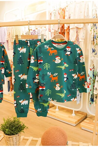 bunny hopp 100% βαμβακερό σετ παιδικής πιτζάμες unisex με μοτίβο χιονάνθρωπος-πιγκουίνος με θέμα τα Χριστούγεννα (ηλικίες 3,4,5,6,7,8)