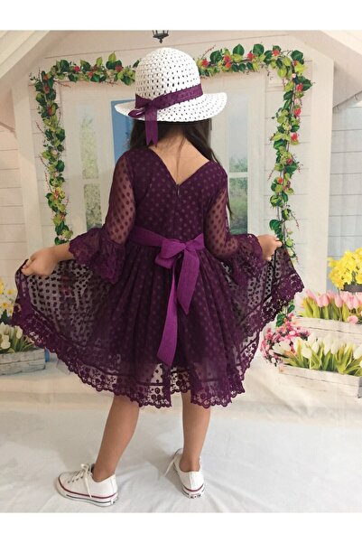 Mixie Κοριτσίστικο φόρεμα με δαντέλα Μωβ Φόρεμα γενεθλίων ειδικής περίστασης