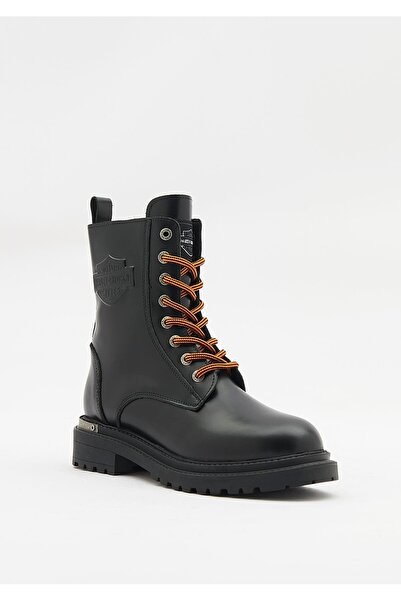 Harley Davidson Rebel Kadın Sıyah Baskılı Deri Bot