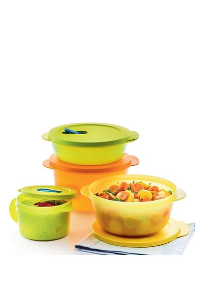 Tupperware Medium Microwave 3-Piece Micro Oval Heating Cup Set - Sty