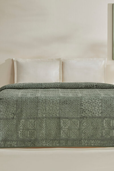 Karaca Home Blair Double Emboss Blanket and Sage