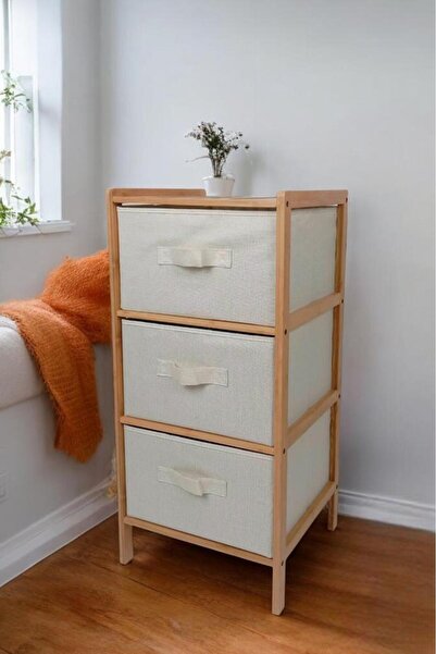 Digithome Bambu 3 Çekmeceli Dolap Organizer Çok Amaçlı Düzenleyici Şifonyer Db-0015