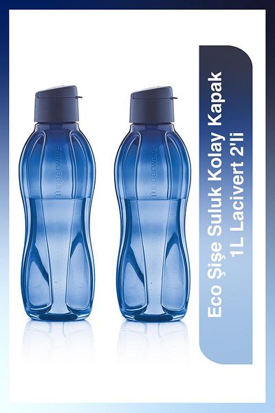 Tupperware Eco Bottle Water Bottle Easy Lid 1l Dark Blue Pack of 2