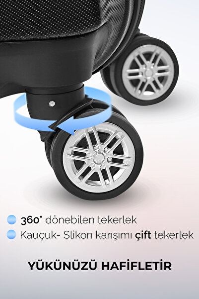 POLO&SKY Elmas Model Siyah Renk Kabin Boy Valiz Bavul