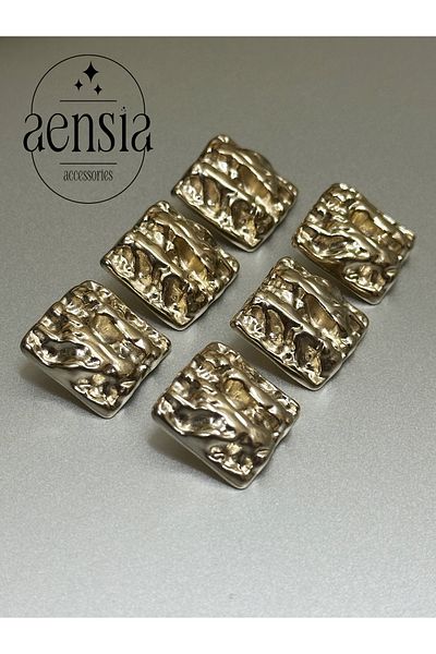 aensia Gold Color Striped Metal Button - 2.29 Cm, Pack of 6 for Coat, Jacket and Trench Coat
