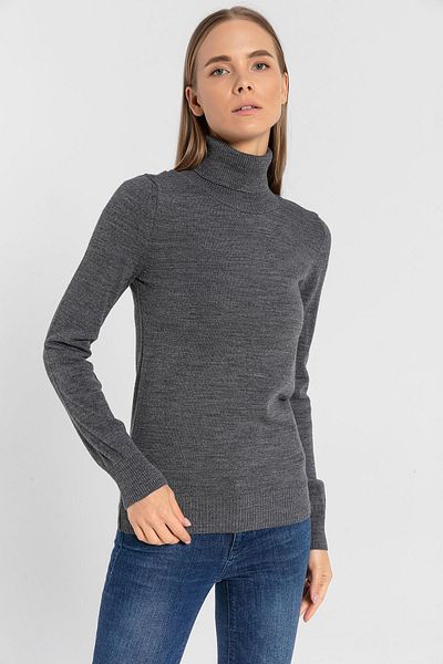 Miss Poem Women's Turtleneck Turtleneck Long Winter Anthracite Knitwear Sweater