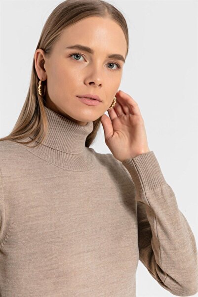 Miss Poem Women's Turtleneck Turtleneck Long Winter Mink Knitwear Sweater