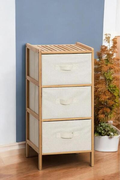 Digithome Bambu 3 Çekmeceli Dolap Organizer Çok Amaçlı Düzenleyici Şifonyer Db-0015