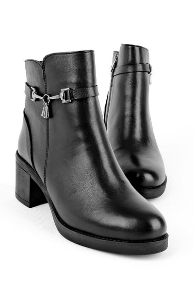 Lal Shoes & Bags Lopez Γυναικείες μπότες με τακούνι από γνήσιο δέρμα-μαύρο