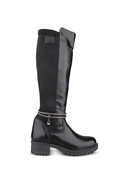 M.P. Kadın Slip-On Siyah-Rugan Çizme