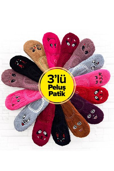 Jenny Daphne 3 Pairs Women's Plush Ballerina Winter Thick Home Socks