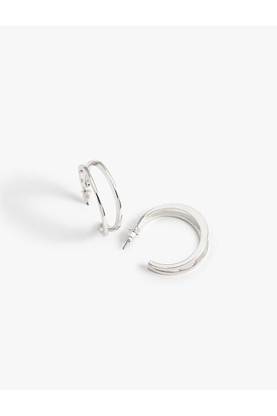 Koton Steel Hoop Earrings 2 Rows