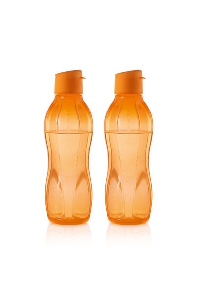 Tupperware Eco Bottle Easy Cover Water Bottle and Flask Papaya 2-Pack 750ml