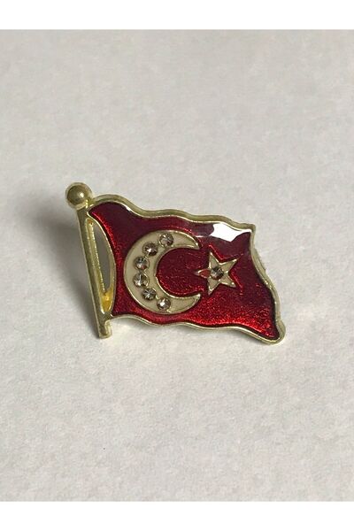 Asyabayrak Taşlı Parlak Türk Rozet