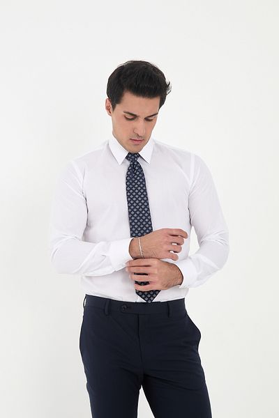 Brianze Gray Navy Blue Crown Patterned Tie