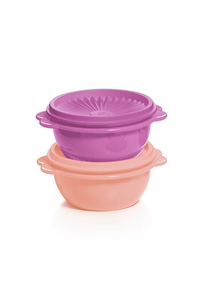 Tupperware Star Container - Pack of 2 400ml Food Storage Containers, Purple and Salmon