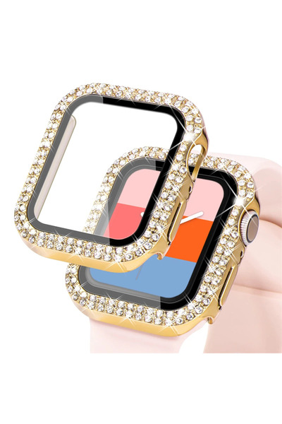 GREGOSS Watch Seri 1/2/3 Uyumlu Kılıf 42mm Önü Cam Taşlı Zarif Watch Tam Koruma