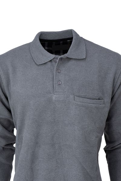 Oppland Men's Winter Polo Neck Sweater Cotton Knitted Raised Thessaloniki Buttoned Casual Full Fit with Pockets