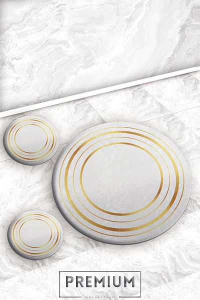 Evperest Gold Stripes Bath Mat Set