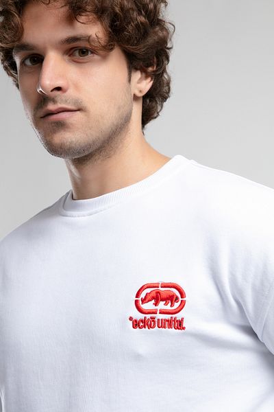 ECKO UNLTD Eastside White Crew Neck Embroidered Loose Fit Men's Sweatshirt