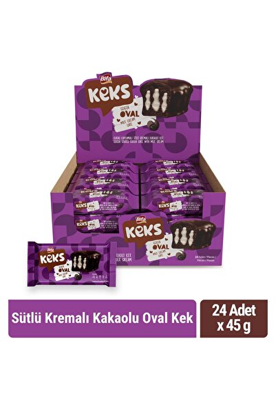 BİFA KEKS Oval Kek Sütlü Kremalı Kakaolu 45 gr x 24 Adet