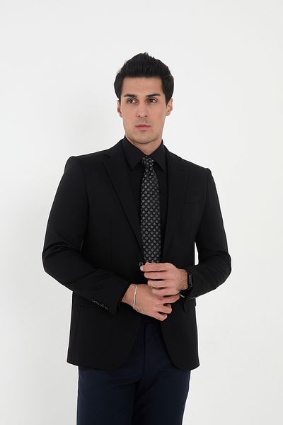 Brianze Crown Patterned Black Gray Tie