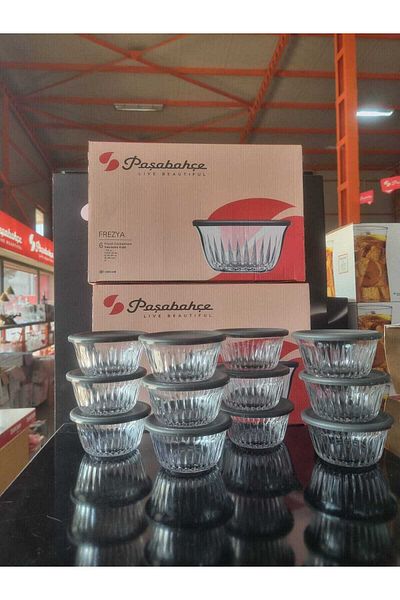 Paşabahçe Frezya Set of 12 Gray Storage Containers