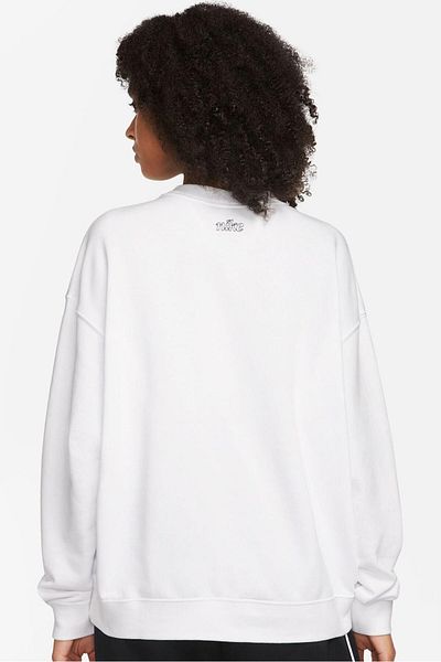 Nike Training Plus Essential Get Fit Dri Fit Graphic Crew White Oversized Loose Cut Women's Sweatshirt