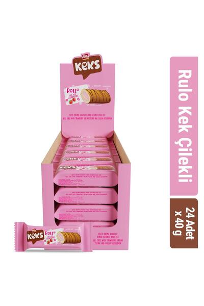BİFA KEKS Rulo Kek Çilekli 40 gr x 24 adet