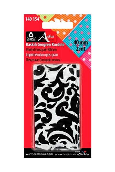 ÖZ-EL AŞ شريط Grosgrain مطبوع عرقيًا باللونين الأبيض والأسود 4 سم 2 Mt 140 154
