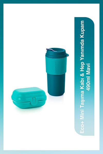 Tupperware Eco Mini Food Carrying Container & All with Me Cup Mug & Thermos Blue 490 ml