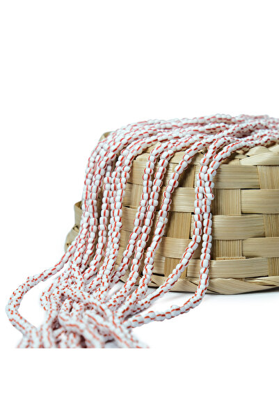 Kanguroom سلسلة خرز زجاجي تشيكي مخطط باللون الأحمر مقاس 4 مم