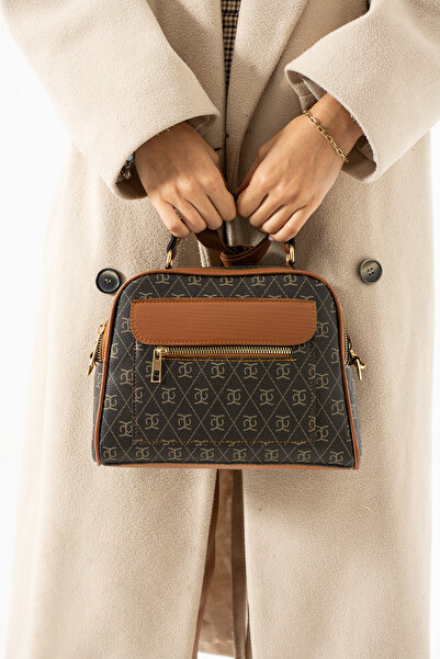 Kaya Bag Geantă de umăr și crossbody maro cu trei ochi pentru femei, dimensiune 19x23