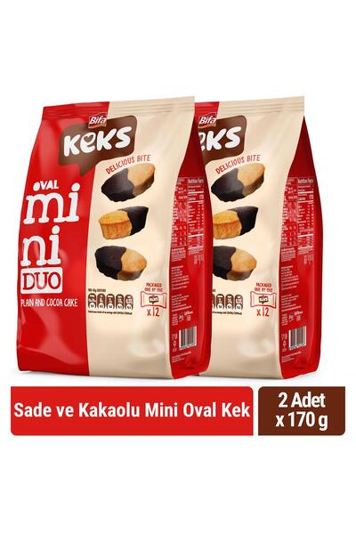 BİFA KEKS Mini Oval Kek Sade Ve Kakaolu 170 gr X 2 Adet
