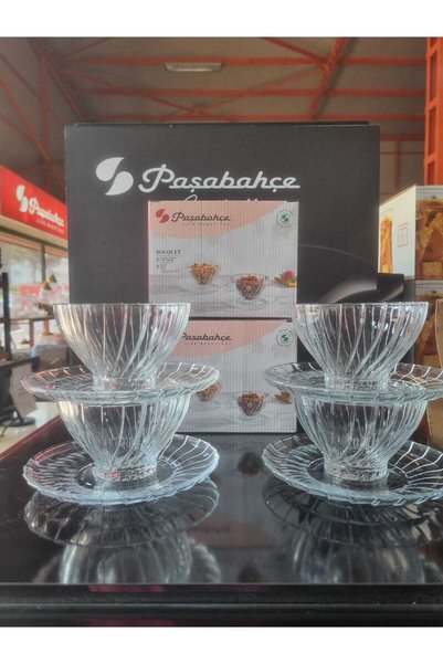 Paşabahçe Bouquet 4 Plates and 4 Bowls Set -950110 Orjin. It's in a Box.