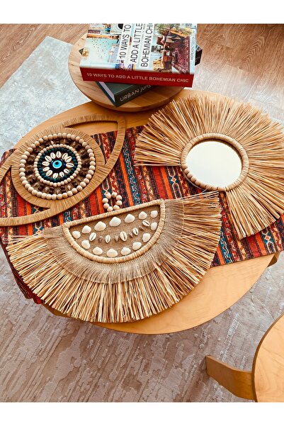 Aylak Tasarım Aylak Şeyler üçlü bohem rafya seti,nazarlık hediyelik rafya ayn...