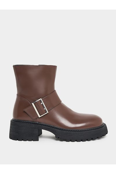 Raid By Styli Solid Buckle Detail Biker Ankle Boots