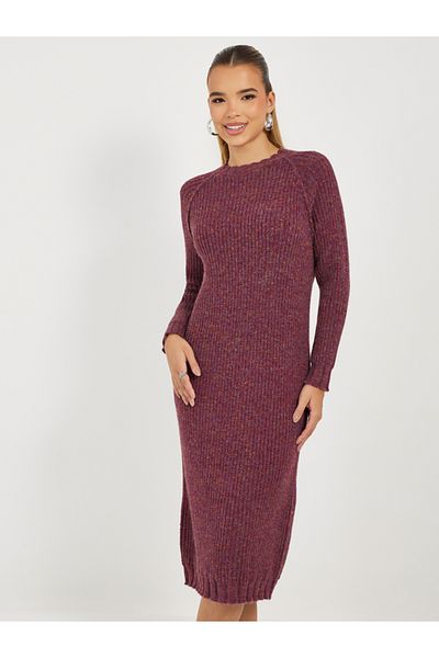 Styli Knitted Sweater Midi Dress with Long Sleeves