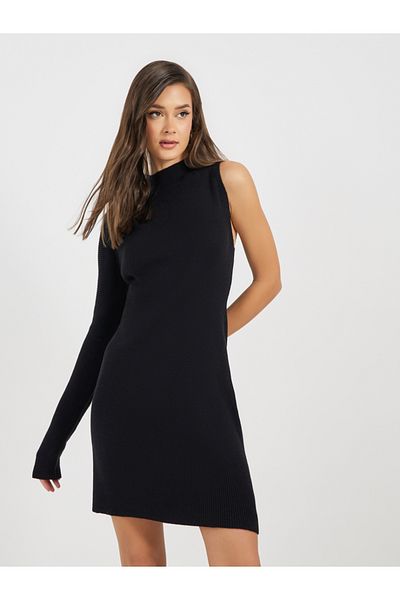 Styli Plain One Shoulder Sweater Mini Dress