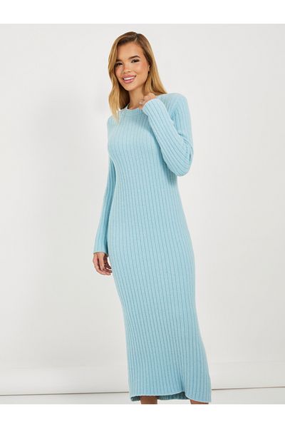 Styli Knitted Sweater Maxi Dress with Long Sleeves