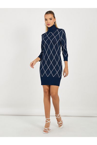 Styli Argyle Pattern Sweater Mini Dress